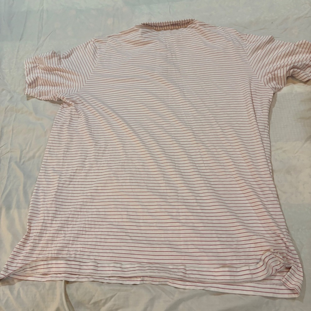 Peter Millar Mens XXL Polo Shirt White Red Striped 100% Pima Cotton Short Sleeve - Picture 4 of 8